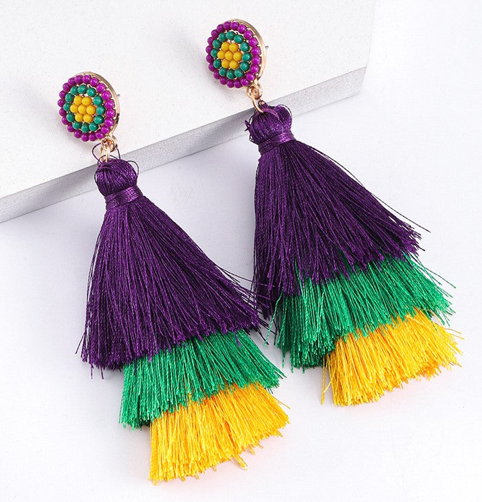 Mardi Gras Tassle Earrings