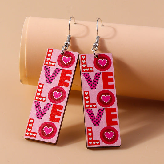 Valentine's Day, "LOVE" Wood Earrings