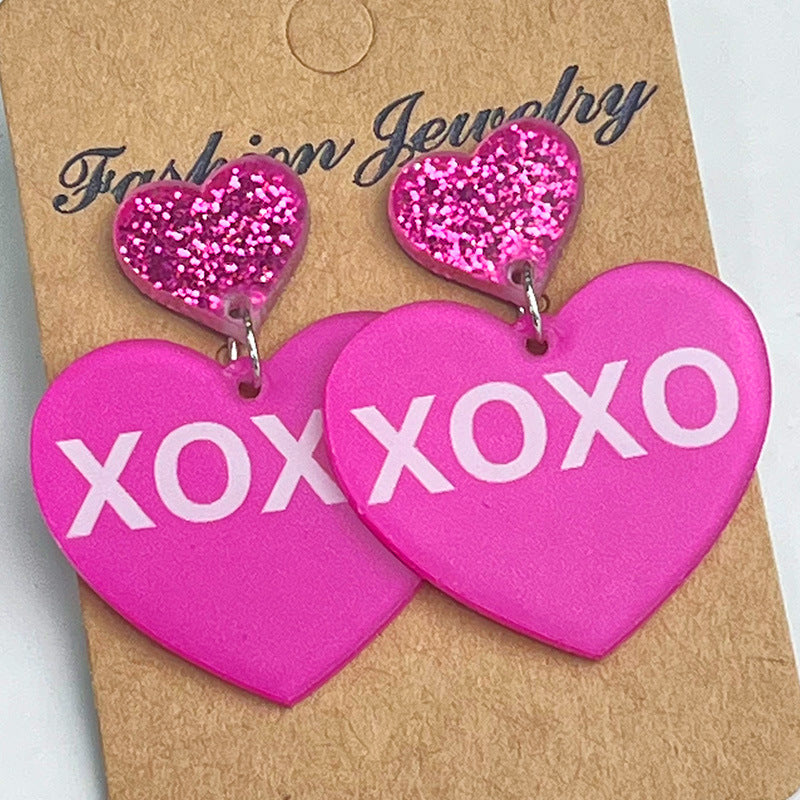 Valentine's Day, "X0X0" Acrylic Earrings