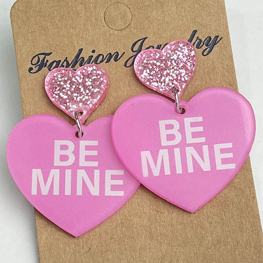 Valentine's Day, Be Mine Acrylic Earrings