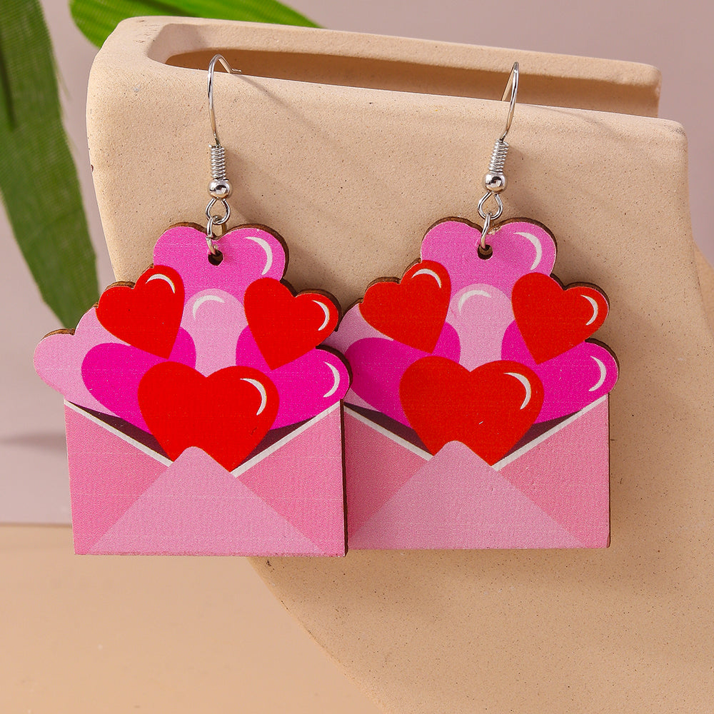 Valentine's Day, "Love Note" Wood Earrings