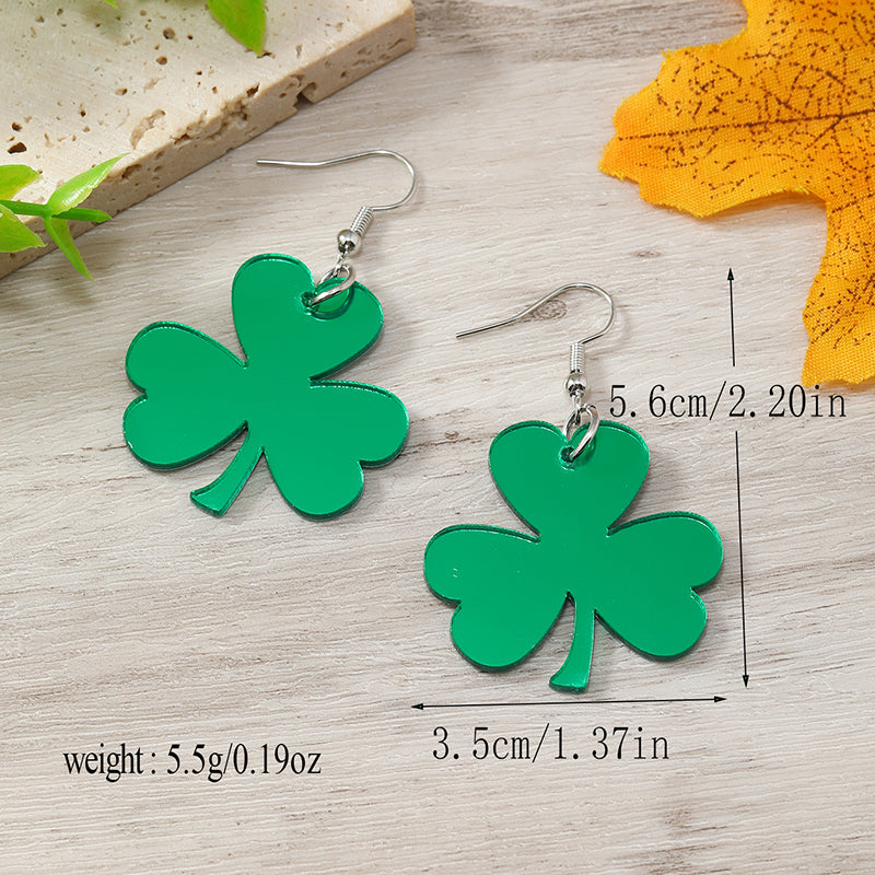 Green Clover St. Patrick's Acrylic Earrings