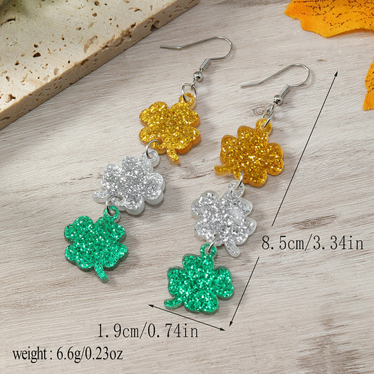 Triple Clover St. Patrick's Acrylic Earrings