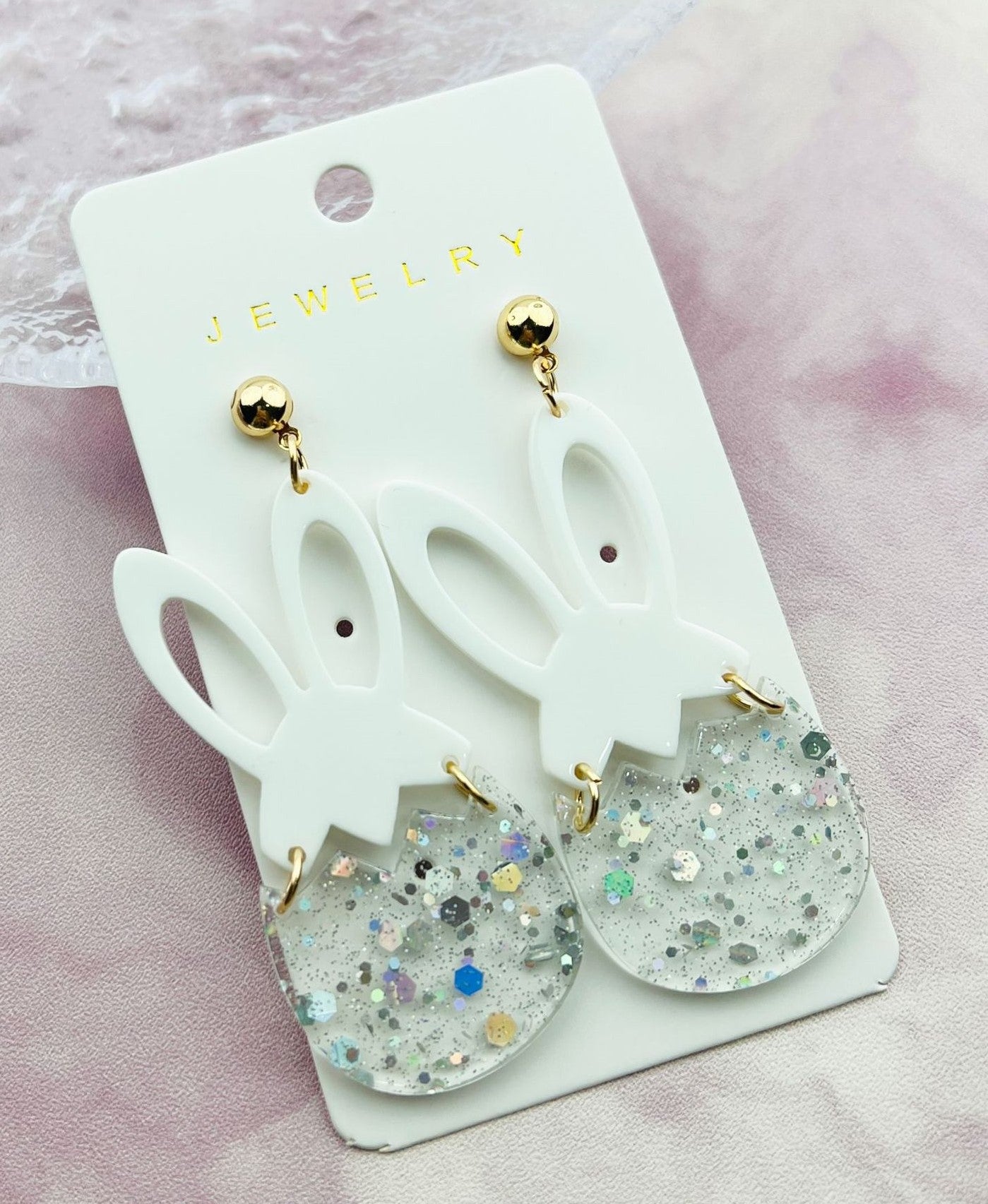 Bunny Acrylic Earrings, white