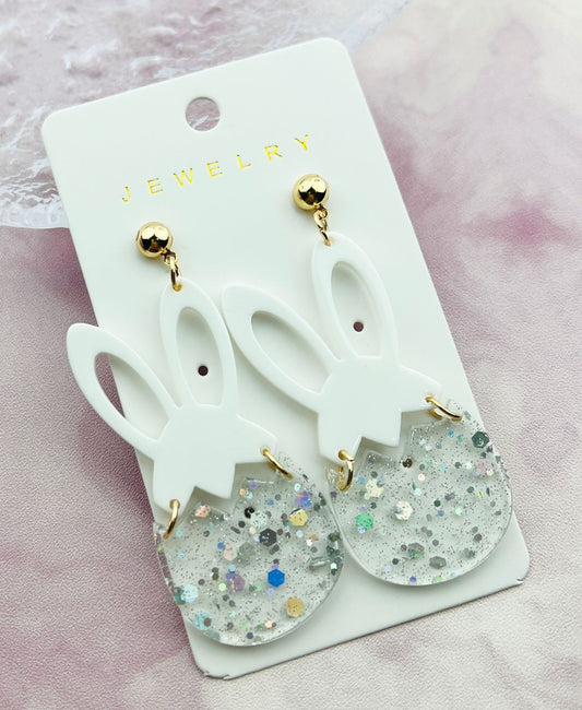 Bunny Acrylic Earrings, white