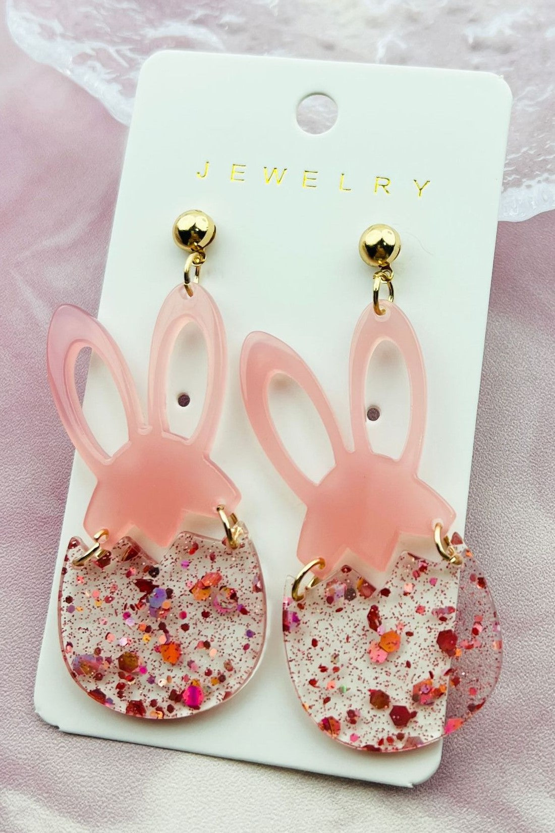 Bunny Acrylic Earrings, Pink