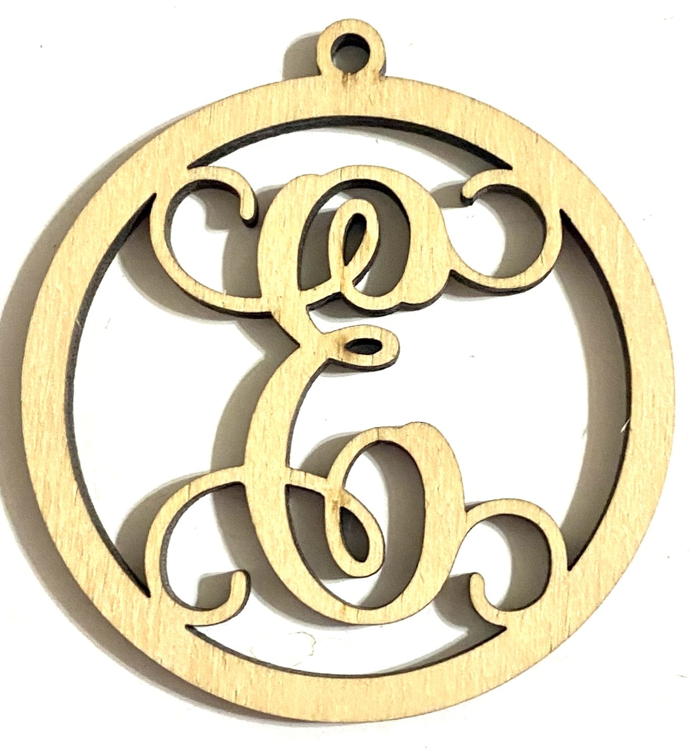 Ready to Paint Shape - 1/8" Birch - Monogram Ornament "E" S130