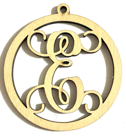Ready to Paint Shape - 1/8" Birch - Monogram Ornament "E" S130