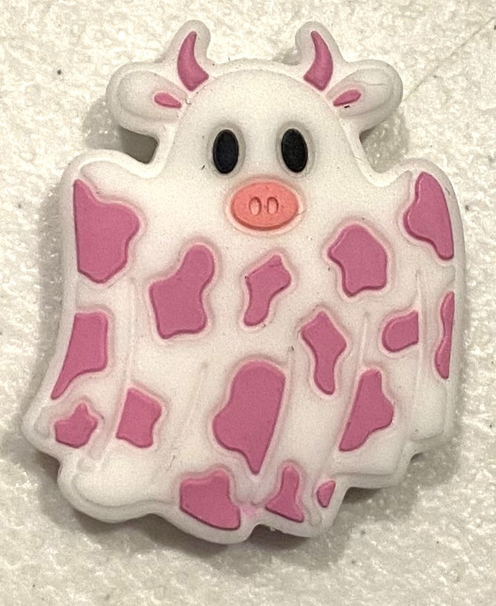 Silicone Focal Bead BOOO Cow Pink #FB005