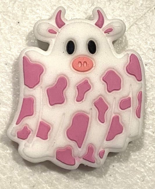 Silicone Focal Bead BOOO Cow Pink #FB005