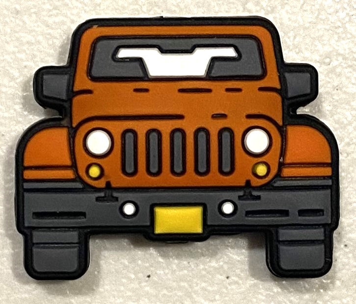 Silicone Focal Bead - Jeep - Orange - #FB008