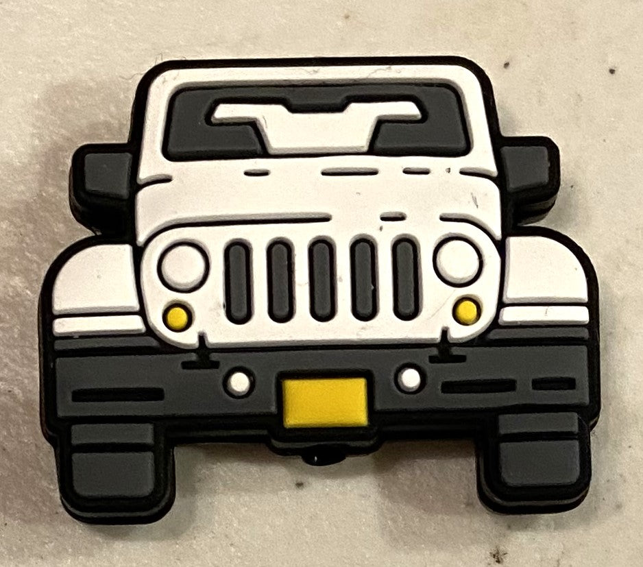 Silicone Focal Bead - Jeep - White - #FB015