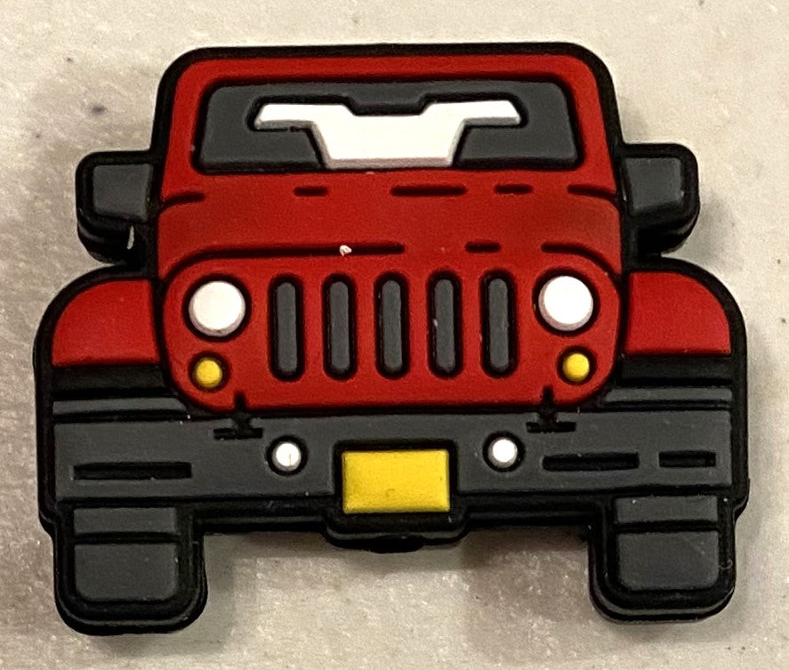 Silicone Focal Bead - Jeep - Red - #FB018