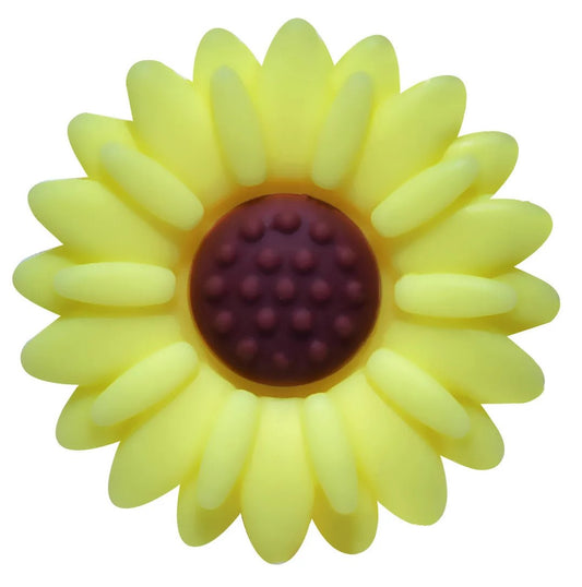 Silicone Focal Bead - Flower - Pale Yellow/Brown - #FB049