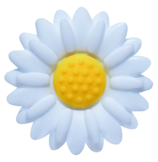 Silicone Focal Bead - Flower - White/Yellow - #FB051