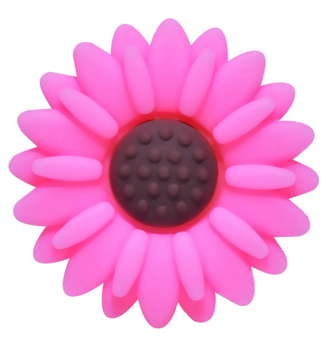 Silicone Focal Bead - Flower - Rose/Brown - #FB052