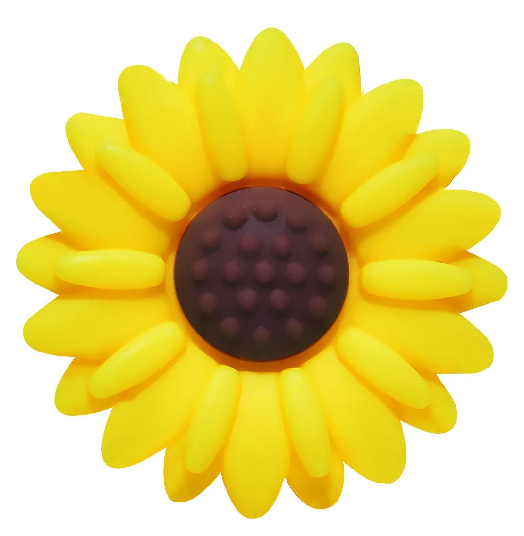 Silicone Focal Bead - Flower - Yellow/Brown - #FB053