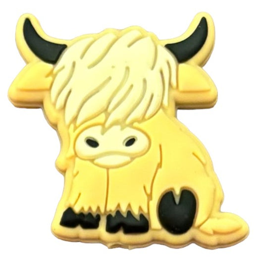 Silicone Focal Bead - Highland Cow - Navajo White - #FB068