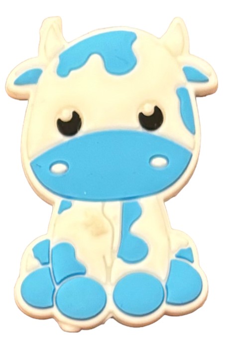 Silicone Focal Bead - Spotted Cow - Blue - #FB072