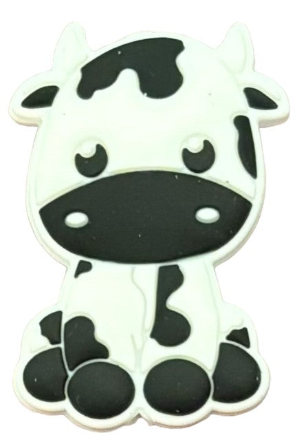 Silicone Focal Bead - Spotted Cow - Black - #FB074