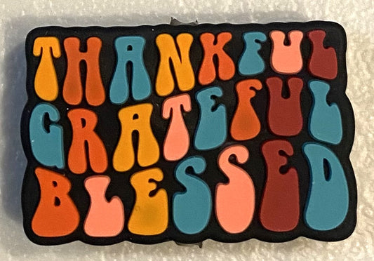 Silicone Focal Bead - Thankful Grateful Blessed - #FB105