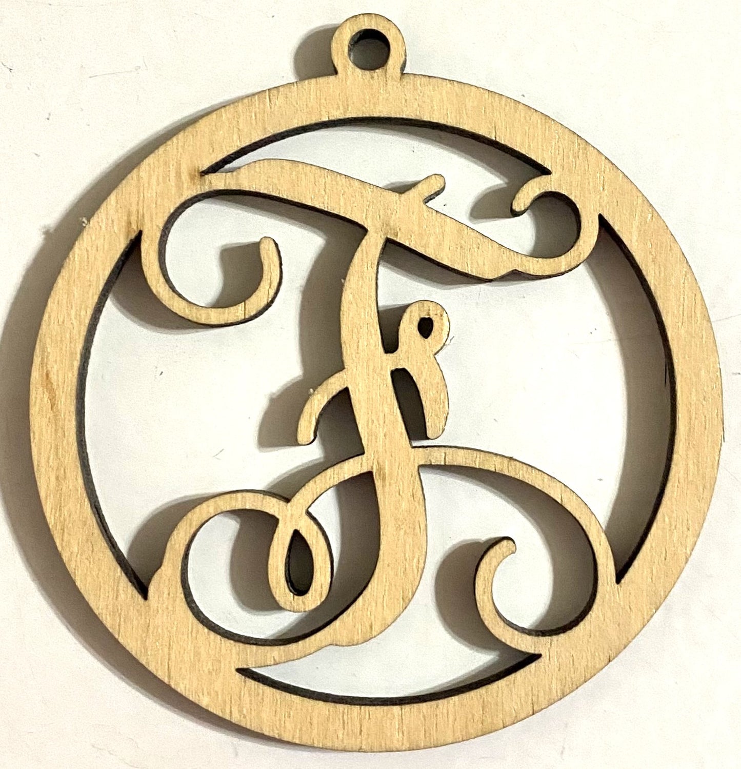 Ready to Paint Shape - 1/8" Birch - Monogram Ornament "F" S130