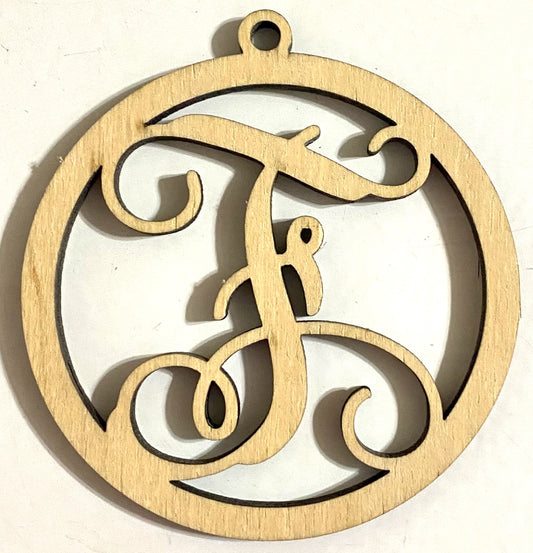 Ready to Paint Shape - 1/8" Birch - Monogram Ornament "F" S130