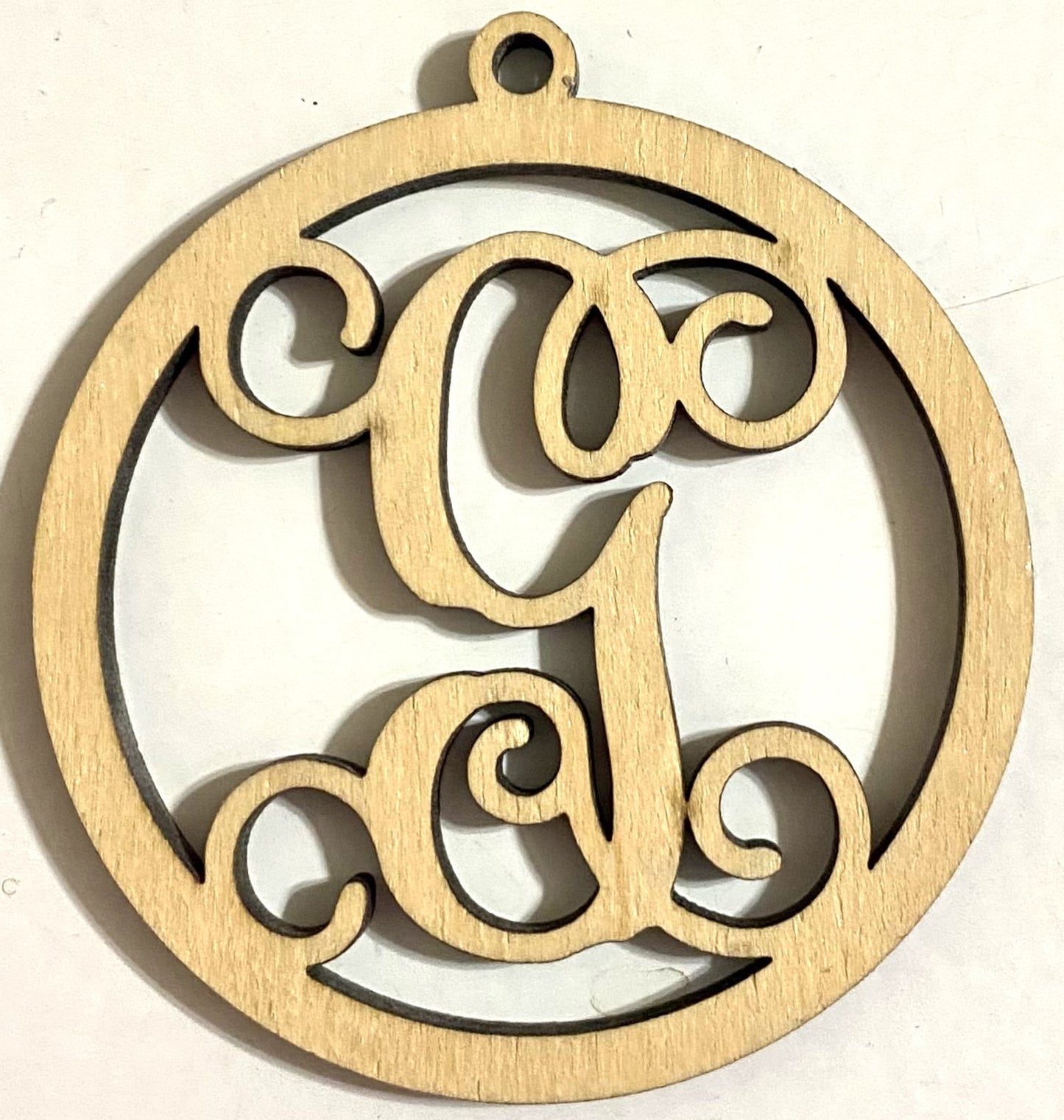 Ready to Paint Shape - 1/8" Birch - Monogram Ornament "G" S130