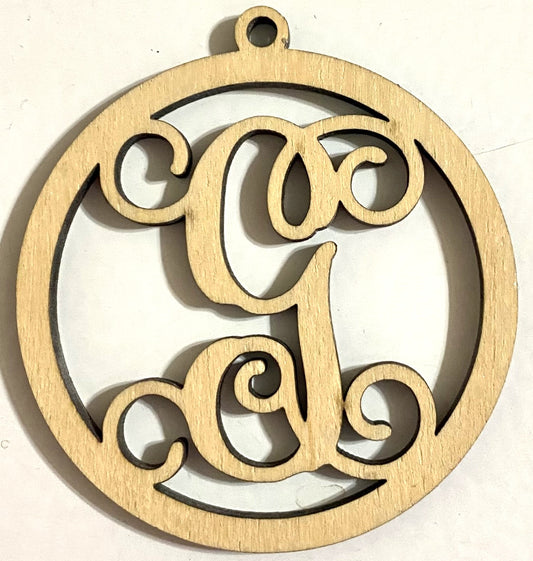 Ready to Paint Shape - 1/8" Birch - Monogram Ornament "G" S130