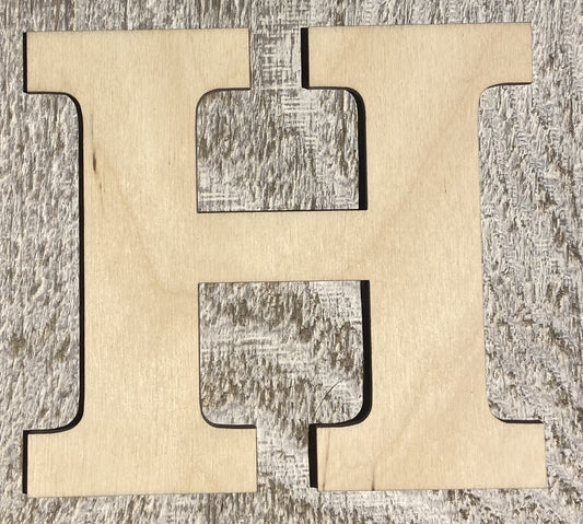 Unfinished 1/4" Plywood Letter H Font #01