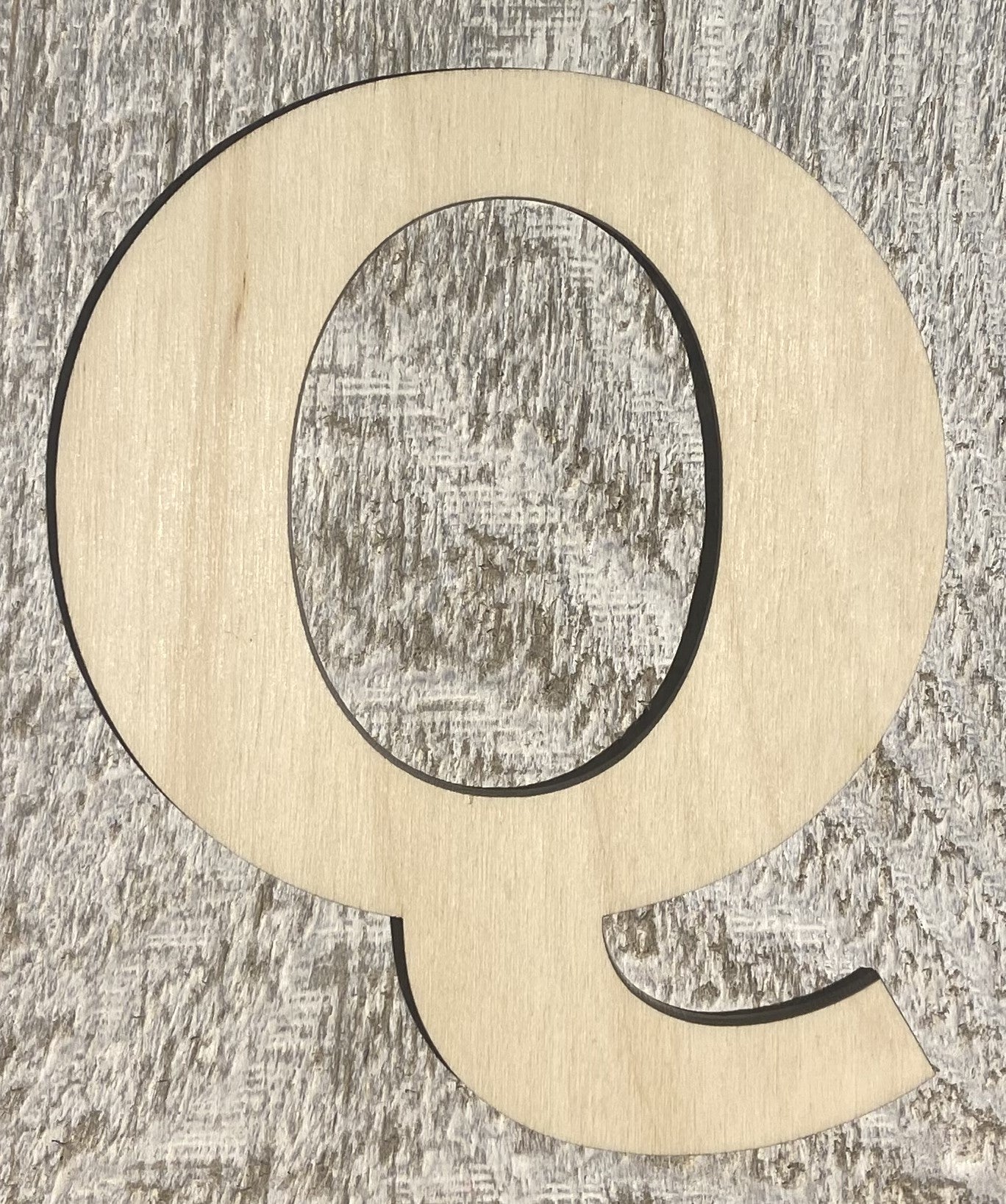 Unfinished 1/4" Plywood Letter Q Font #01