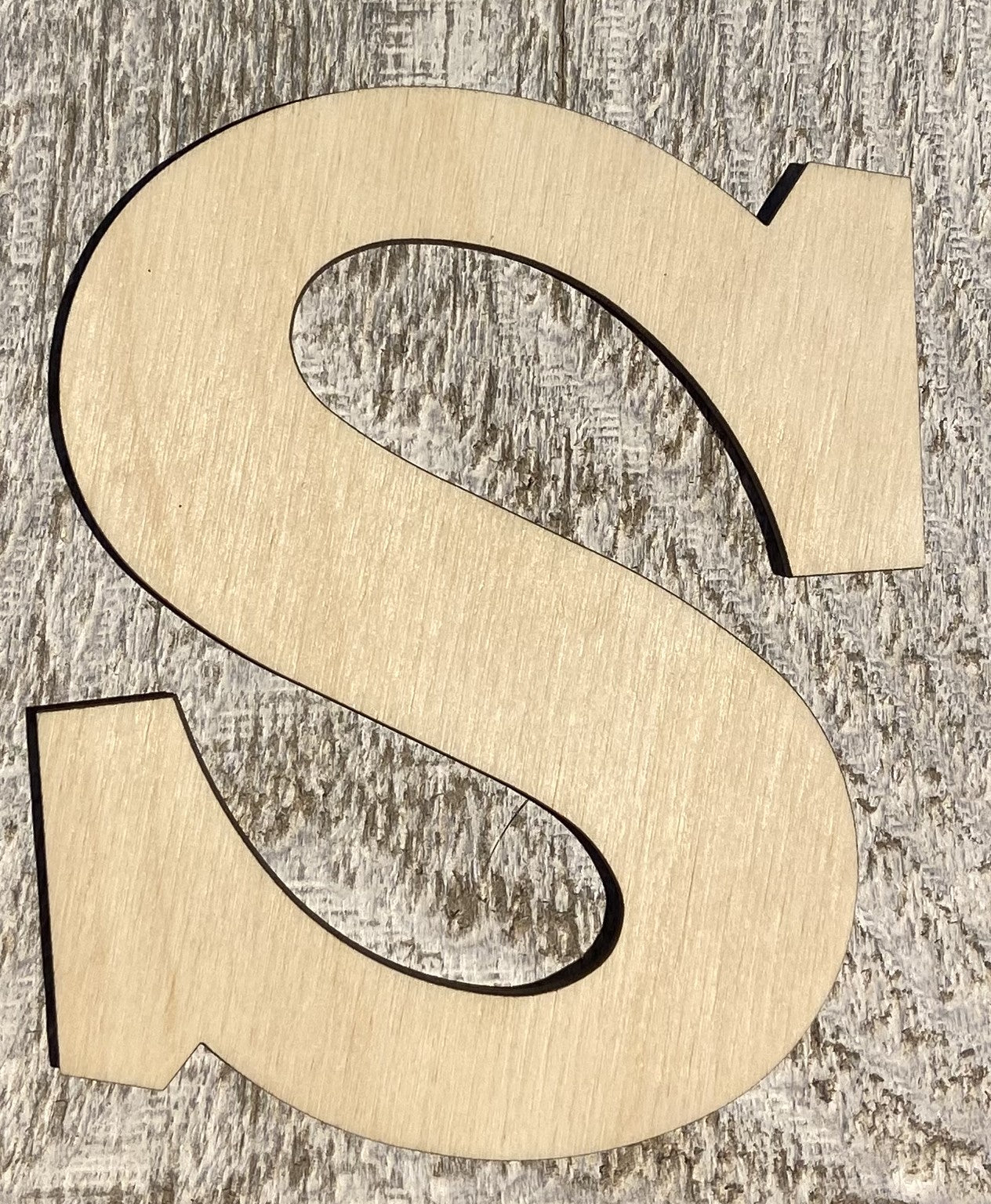 Unfinished 1/4" Plywood Letter S Font #01