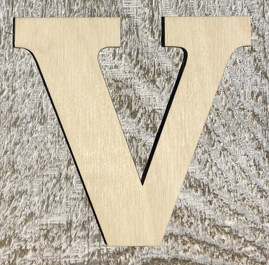 Unfinished 1/4" Plywood Letter V Font #01