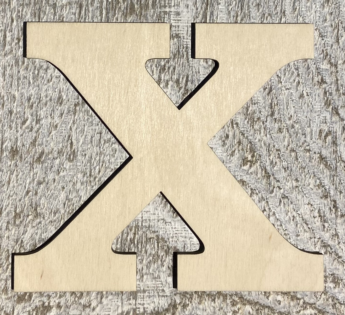 Unfinished 1/4" Plywood Letter X Font #01