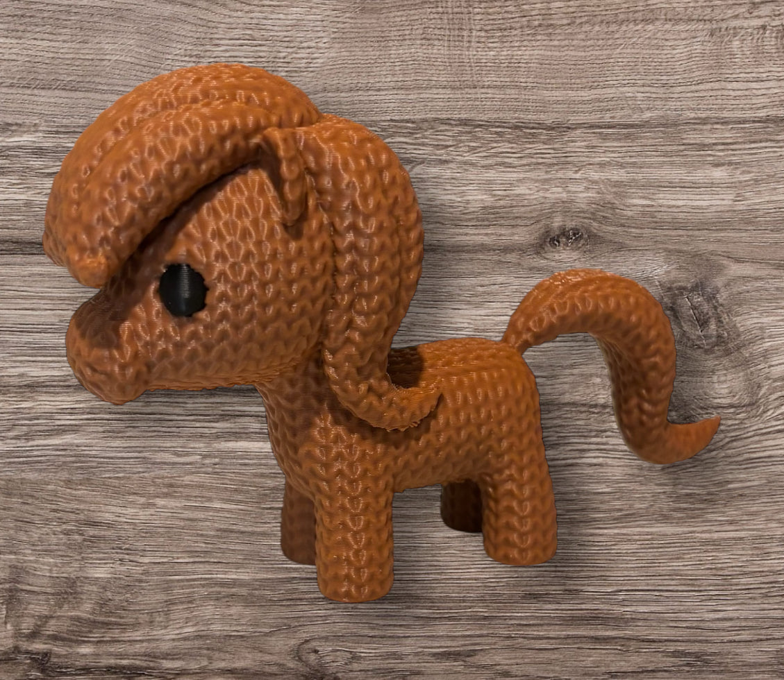 3D printed 4" Knitted Horse Brown / Black