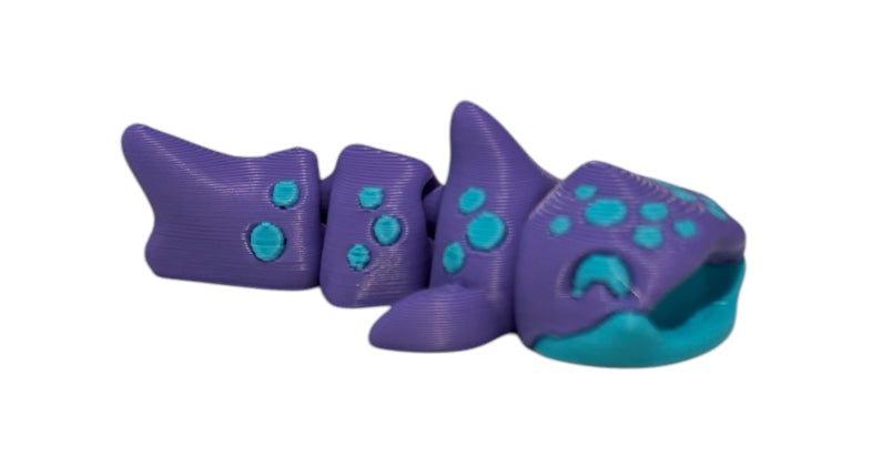 3D printed 2" Mini Whale Shark - Purple / Turquoise
