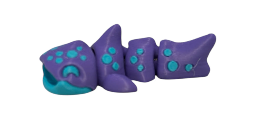 3D printed 2" Mini Whale Shark - Purple / Turquoise
