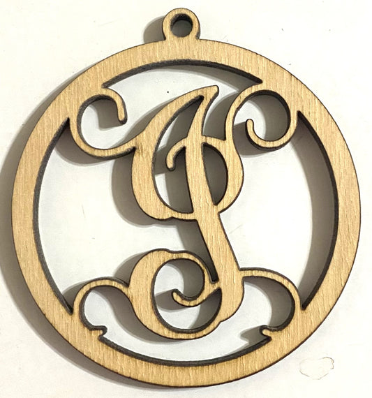 Ready to Paint Shape - 1/8" Birch - Monogram Ornament "I" S130