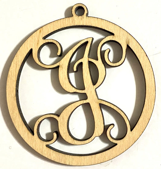 Ready to Paint Shape - 1/8" Birch - Monogram Ornament "J" S130
