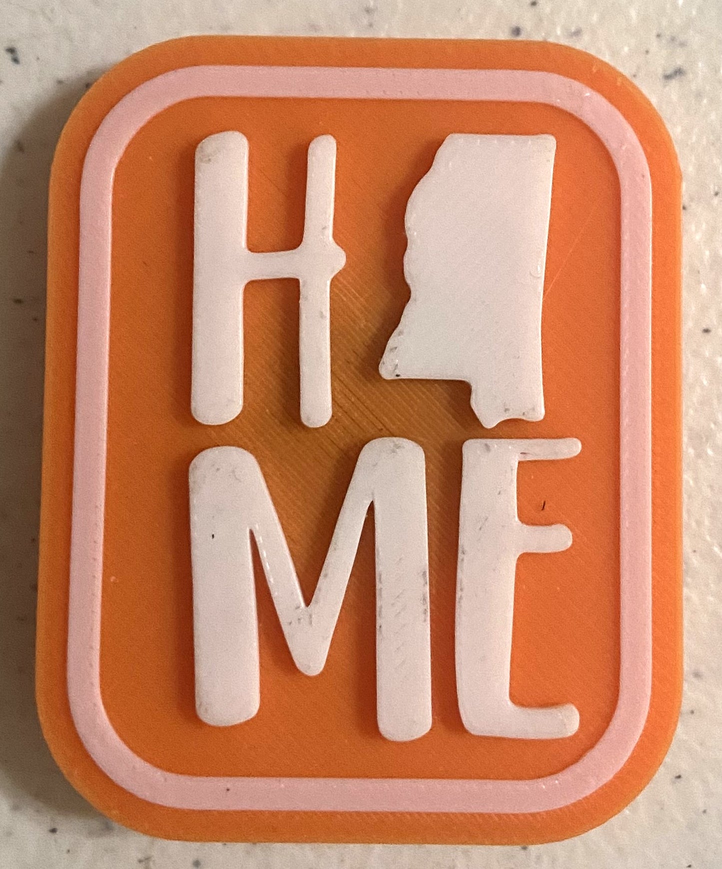 Mississippi Home Magnet 1.9" x 1.6" White over Orange