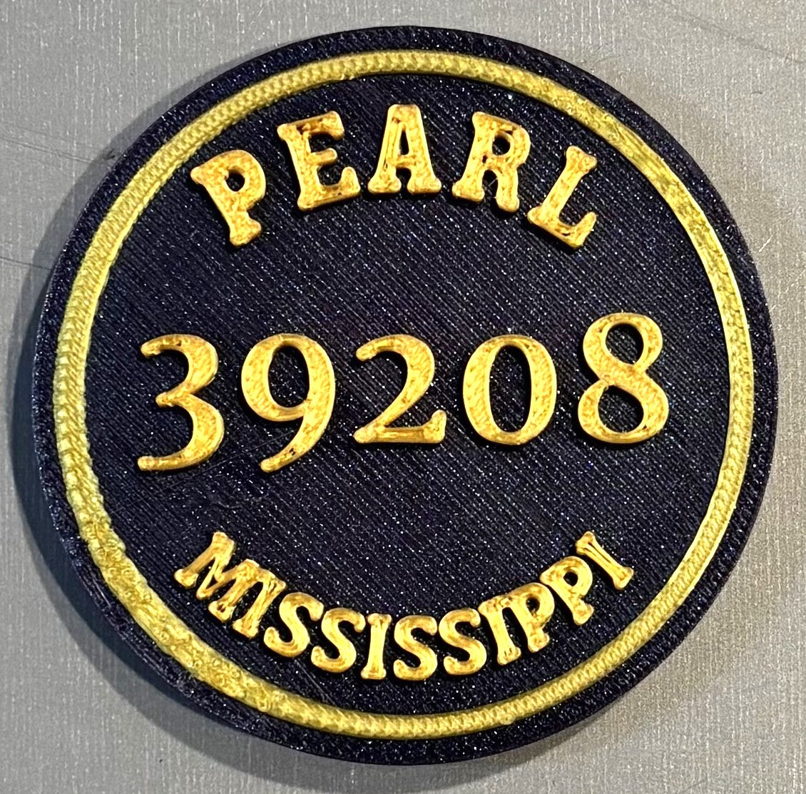 2-3/8" Magnet Pearl, Mississippi 39208 Gold over Galaxy