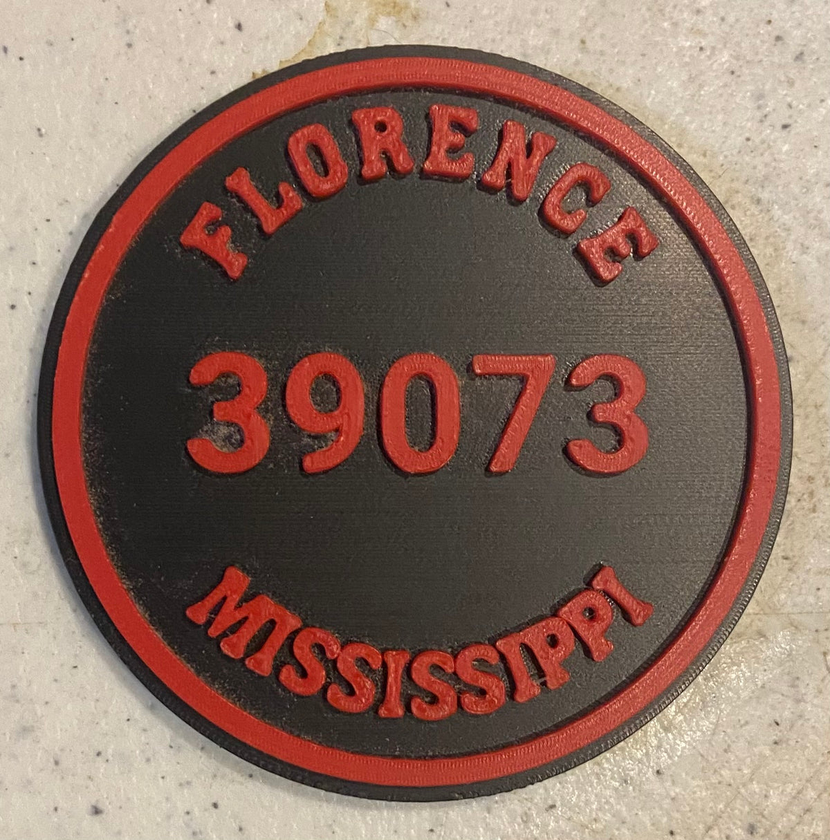2-3/8" Zip Code Magnet - 39073 Florence, MS - Red over Black