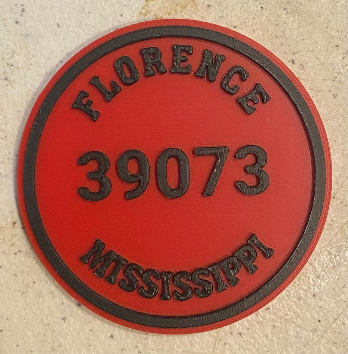 2-3/8" Zip Code Magnet - 39073 Florence, MS - Black over Red