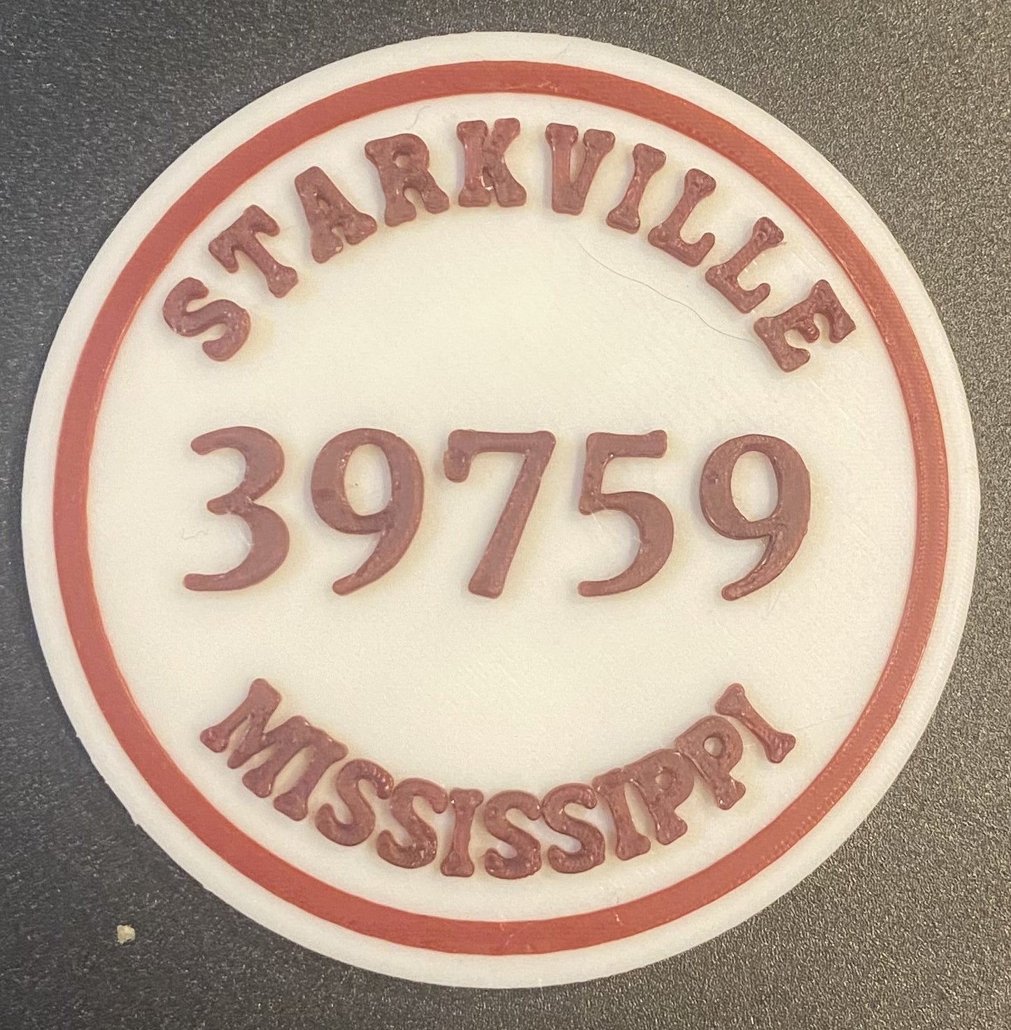 2-3/8" Zip Code Magnet - 39759 Starkville, MS - Maroon over White