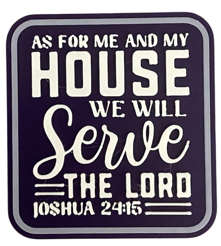 Fridge Magnet - 3" x 2.77" - As For Me and My House - White over Indigo