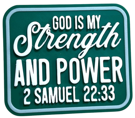 Fridge Magnet - 2.56" x 3" - GOD is My Strength - White over Mistletoe