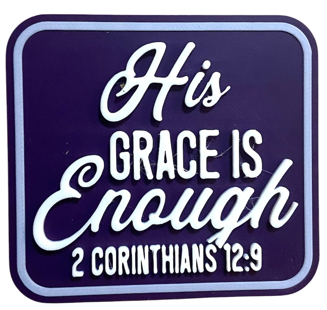 Fridge Magnet - 2.71" x 3" - His Grace is Enough - White over Indigo