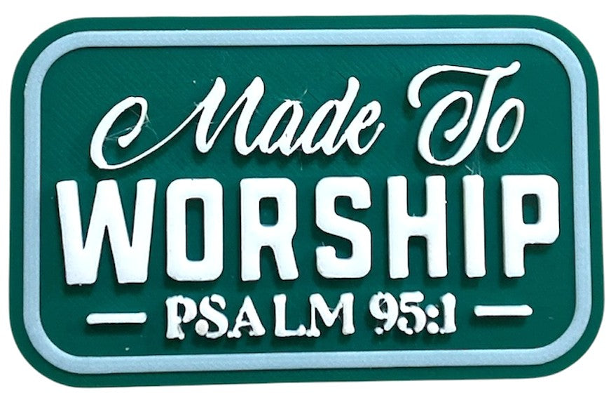 Fridge Magnet - 1.84" x 3" - Made To Worship - White over Mistletoe