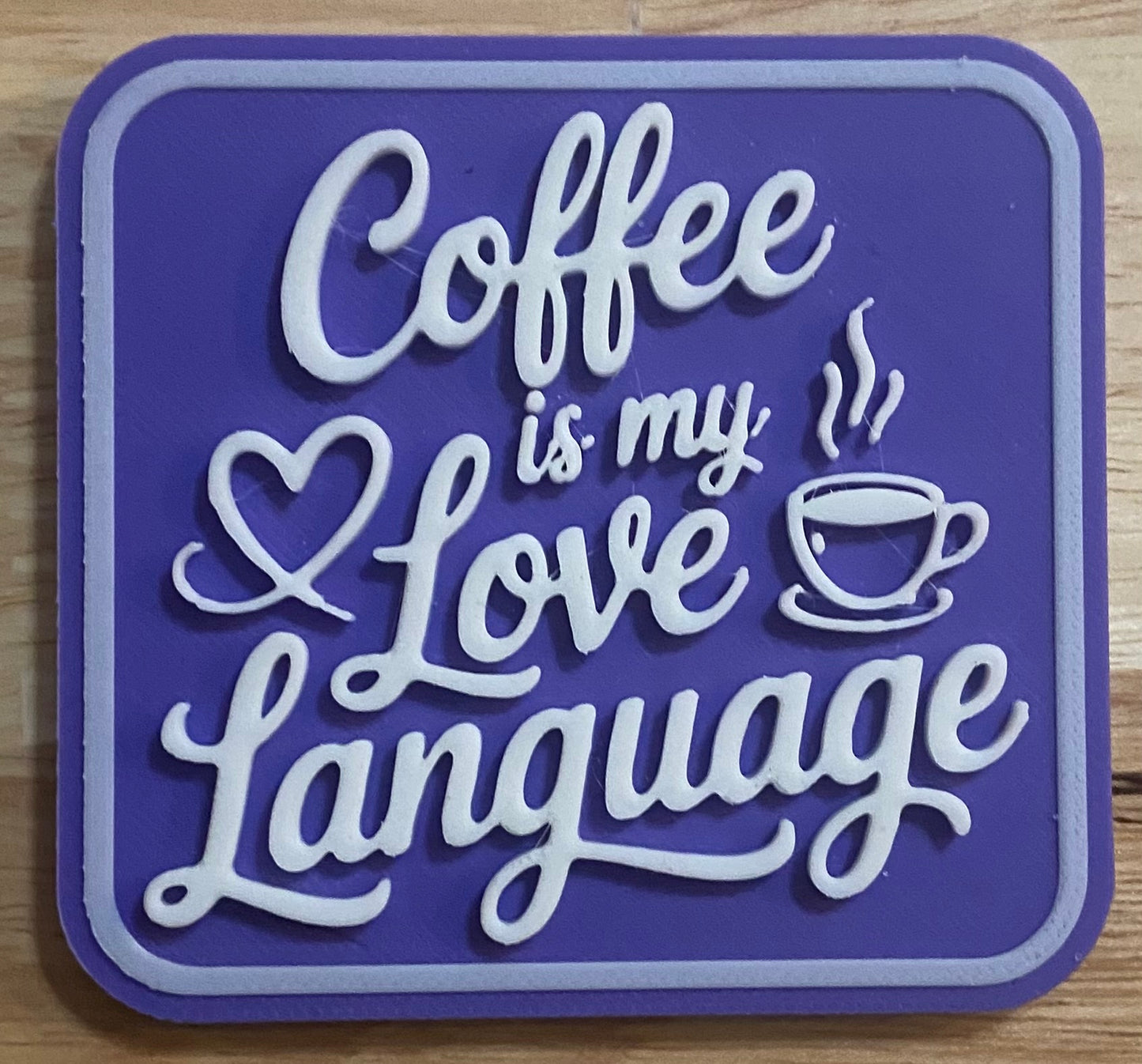 Fridge Magnet - 2.8" x 3" - Coffee is My Love Language - White over Purple