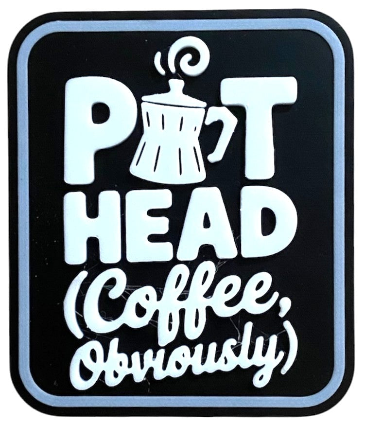 Fridge Magnet - 3" x 2.5" - Pot Head - White over Black (Copy)